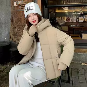 Хлопковая одежда женская зимняя новая хлопковая одежда модная с капюшоном дизайн чувство свободного иностранного стиля модная универсальная студенческая хлебная одежда M чёрный