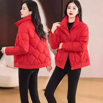 Хлопковая одежда зимняя женская новая Майяр тонкая маленькая теплая хлопковая одежда модная новая корейская версия короткое пальто M recommends about 85 to 52.5 kg красный