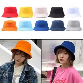 Хлопковая однотонная панама, летняя рыбалка, пляжная шляпа от солнца, кепка небесно-голубой