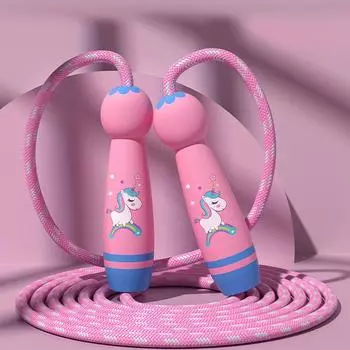 Хлопковая плетеная скакалка с деревянной ручкой, регулируемая скакалка, подходит для фитнеса, тренировок, упражнений и похудения