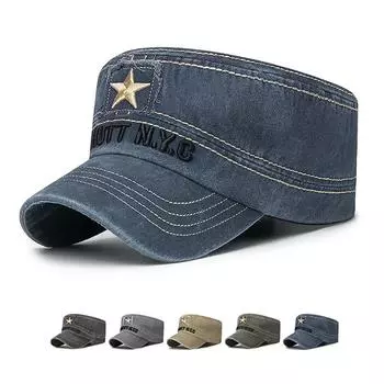 Хлопковая плоская шляпа от солнца в стиле ретро, мужская армейская шляпа, военные кепки, армейские козырьки, тренировочные кадетские кепки, рыбацкая шапка чёрный