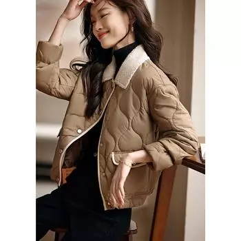 Хлопковая подбитая одежда женская зимняя 2024 новая высококачественная мода маленький мужской иностранный стиль снижение возраста продвинутый смысл маленькая ароматная ветрозащитная куртка S хаки