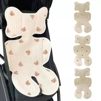 Хлопковая подушка для детского автокресла с мультяшной вышивкой, коврик для детской коляски, мягкие удобные детские чехлы для автокресла 72x40cm