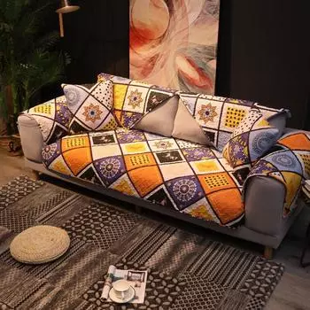 Хлопковая подушка для дивана. Простая современная хлопчатобумажная ткань. Всесезонный универсальный нескользящий шарф для чехла на диван. 70*70