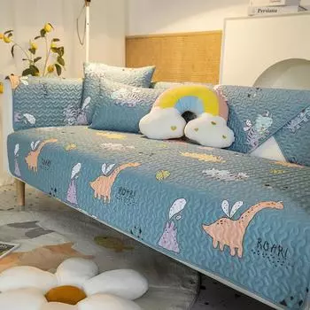 Хлопковая подушка для дивана с мультяшным рисунком, которую можно стирать в машине, нескользящая комбинация милого мультяшного рисунка в стиле степ-арт, четыре сезона, абзац, диванное полотенце 70*70cm