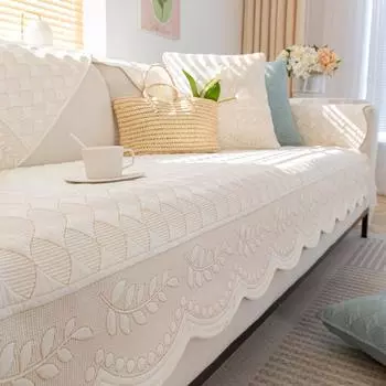 Хлопковая подушка для дивана с вышивкой, нескользящая подушка, универсальная новая хлопковая подушка для четырех сезонов, кожаный чехол для дивана с пасторальной тканью 70X70