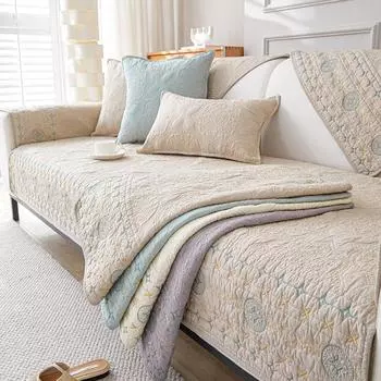 Хлопковая подушка для дивана, универсальная нескользящая хлопковая ткань Four Seasons, легкая роскошная высококачественная кожаная подушка с прямым рядом 70*70cm