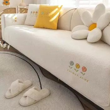 Хлопковая подушка для дивана, универсальная подушка из хлопчатобумажной ткани на четыре сезона, простой современный нескользящий чехол для дивана в скандинавском пасторальном стиле 70*70