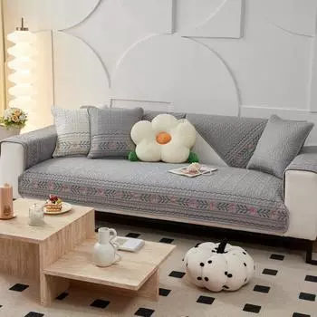 Хлопковая подушка для дивана, универсальный чехол для подушки на четыре сезона, простой современный нескользящий кожаный чехол для дивана из хлопчатобумажной ткани, полотенце 70*70cm