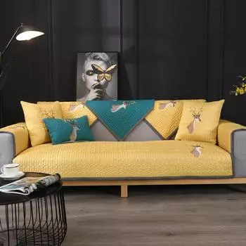 Хлопковая подушка для дивана, универсальный нескользящий коврик на четыре сезона, простой чехол для дивана в скандинавском стиле, универсальный чехол на сиденье, тканевое полотенце на спинку 70x70