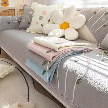 Хлопковая подушка для дивана в пасторальном стиле, простая современная подушка для сиденья, Нескользящий чехол для дивана, универсальный чехол для дивана на четыре сезона, универсальное цветочное полотенце 70*70cm