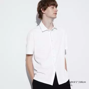Хлопковая полностью открытая рубашка-поло UNIQLO AiRism (Короткий рукав)