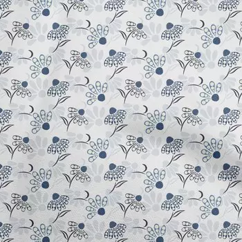 Хлопковая поплиновая синяя ткань oneOone с цветочным принтом в горошек для шитья, ткань для рукоделия с принтом в ярдах, 42 дюйма 42 Inch Wide - Viscose Chiffon синий