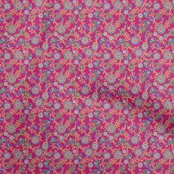 Хлопковая поплиновая ткань oneOone пурпурного цвета, каламкари, ремесленные проекты, декоративная ткань с принтом во дворе, 42 дюйма 42 Inch Wide - Viscose Chiffon маджента