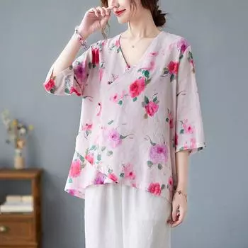 Хлопковая повседневная свободная летняя футболка большого размера, женская футболка L