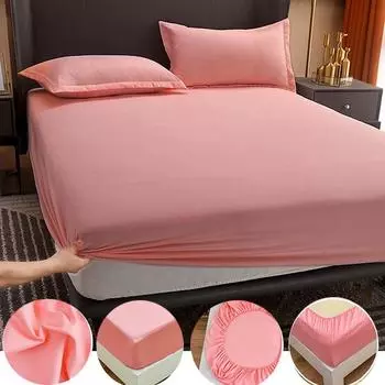 Хлопковая простыня с резинками. Нескользящие регулируемые наматрасники для одинарного двуспального покрывала. Покрывало на кровать 140/160/200 см. Без наволочки. 90X200X10cm Only Sheet