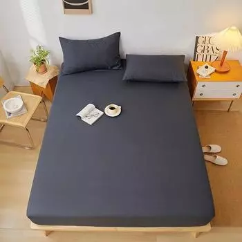 Хлопковая простыня с резинками, однотонные, нескользящие, прочные наматрасники для двуспальной кровати размера «king-size», 140/160/200/220 см 2xPillowcase NOSHEET