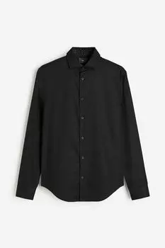Хлопковая рубашка премиум-класса HM Slim Fit, черная