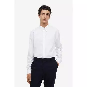 Рубашка HM slim fit из хлопка белая 1135006001 XSEUR XSS