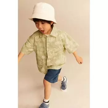 Хлопковая рубашка с рисунком HM, зеленая с рисунком