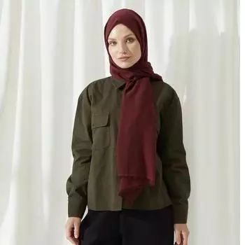 Хлопковая шаль Miray Bamboo бордово-красная