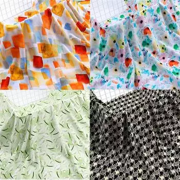 Хлопковая шелковая ткань с принтом, ткань для платья, одежда из синтетического хлопка, саржа, цифровая хлопчатобумажная ткань, летняя ткань 145cm