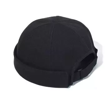 Хлопковая шляпа без полей для мужчин, шляпа-докер, шапка-бини, кепка моряка, кепка из хлопка, весна-осень, ретро-шляпа для мужчин и женщин в стиле хип-хоп, регулируемая Adjustable 56-59 cm чёрный