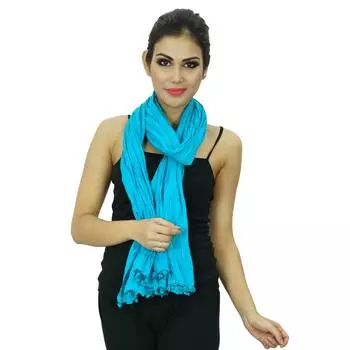 Хлопковая смесь Dupatta Indian Neck Wrap Hijab Women Long Stole Scarves Chunni One size аква голубой