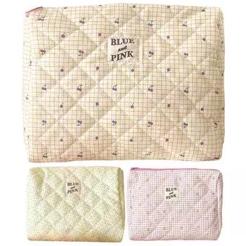 Хлопковая стеганая косметичка, мягкий клатч, женская косметичка-органайзер, милая большая косметичка Kawaii, косметичка, косметичка для косметички розовый