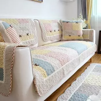 Хлопковая стеганая подушка для дивана, подушка для сиденья, ткань, противоскользящая, утолщенная, сезонная, универсальная, в сельской местности, чехол для дивана 40*60