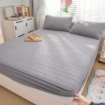 Хлопковая стеганая простыня лимонного цвета, мягкий антибактериальный наматрасник, простыня, постельное белье, нескользящий чехол на кровать Twin/Full/Queen/King 2xPillowcase NOSHEET