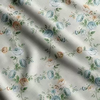 Хлопковая стеганая ткань с цветочным принтом Soimoi, продаваемая во дворе, хлопковая ткань средней плотности шириной 42 дюйма, швейные принадлежности 42 Inch Wide - Cotton Cambric синий