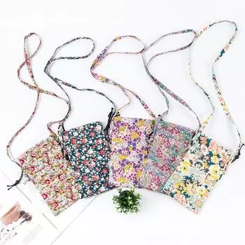 Хлопковая сумка через плечо с завязками на шнурке для телефона, переносная сумка для хранения с принтом на шнурке для девочек и женщин 03
