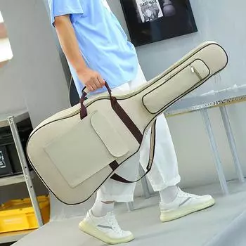 Хлопковая сумка для гитары, водонепроницаемая сумка для мальчиков и девочек, рюкзак для народной гитары 40 дюймов, толщина 41 дюйм с подушкой One Size белый