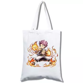 Хлопковая сумка для покупок Fairy Tail, большая сумка с мультяшным принтом, сумки для покупок для девочек, повседневная мода 24*26cm