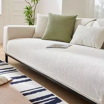 Хлопковая Ткань Чехол на Подушку Дивана Полотенце Четыре Сезона Универсальный Нескользящий Чехол для Дивана Современная Простая Комбинация Для Дома Отеля 70x70cm слоновая кость