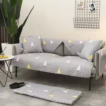 Хлопковая ткань для диванных подушек проста. Гостиная изготовлена из чистого хлопка, полностью покрыта человеком и противоскользящим чехлом для дивана. 70*70