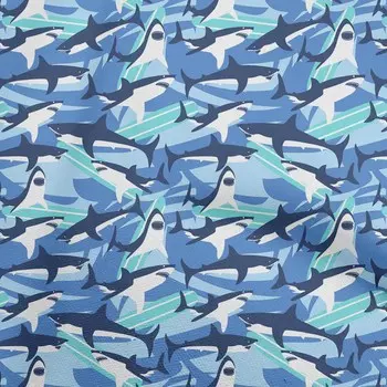 Хлопковая ткань oneOone Flex среднего синего цвета, стеганые принадлежности с морской акулой, ткань для шитья с принтом, 40 дюймов в ярдах 42 Inch Wide - Viscose Chiffon светло-коричневого