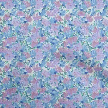 Хлопковая ткань oneOone Flex средней синей ткани с абстрактным цветочным принтом для шитья с принтом для рукоделия в ярдах 40 дюймов 42 Inch Wide - Viscose Chiffon средний синий