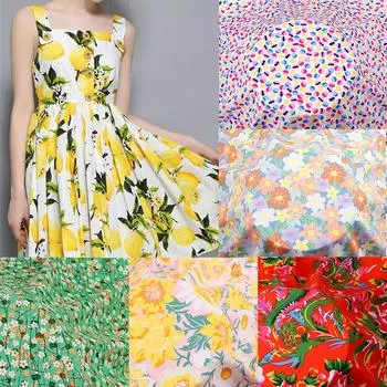 Хлопковая ткань с принтом, искусственная хлопчатобумажная ткань, детская летняя пижамная ткань, тутовый хлопок, шелковый вискоза 143cm