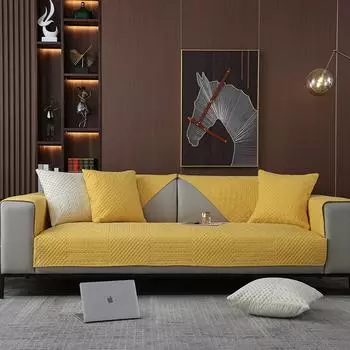 Хлопковая ткань, универсальная нескользящая подушка для дивана на четыре сезона, современный минималистичный комбинированный чехол на сиденье дивана 70*70