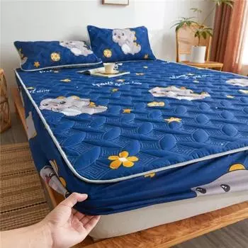 Хлопковая толстая стеганая простыня на подкладке, антибактериальный Нескользящий наматрасник, зимний теплый утепленный простынь, наматрасник, топпер без наволочек 90X200cm Only a Sheet