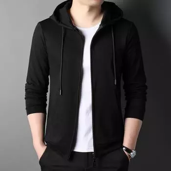 Хлопковая толстовка с капюшоном, мужской кардиган, весенняя новинка, повседневное спортивное пальто, мужская толстовка для мужчин M