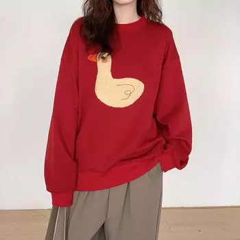 Хлопковая толстовка, свободный, большой, с длинным рукавом, удобный, с круглым вырезом, повседневный, свитшот M белый