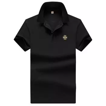 Хлопковая тонкая повседневная рубашка-поло с лацканами, мужская летняя мужская однотонная футболка с коротким рукавом L