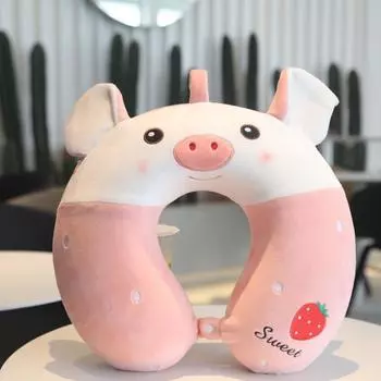 Хлопковая U-образная подушка с памятью животных, подушка для шеи автомобиля, подушка для полуденного отдыха, подушка для путешествий в самолете