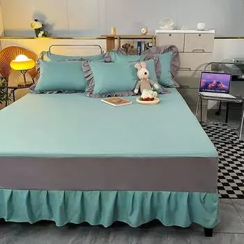 Хлопковая юбка-кровать для девочек по фен-шуй, матрас, покрывало, цельное нескользящее покрывало, «все включено», универсальное для всех сезонов. 120x200cm Bed Skirt1