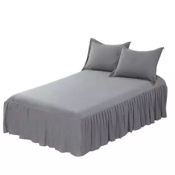 Хлопковая юбка-кровать ПокрывалоПростой однотонный хлопок 1,5 м1,8 м Юбка-кровать Противоскользящая защитная крышка Lazy Simmons 150*200+40cm