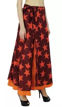 Хлопковая юбка в стиле хиппи с запахом в стиле бохо с цветочным узором Phagun Однослойный саронг One size коричневый