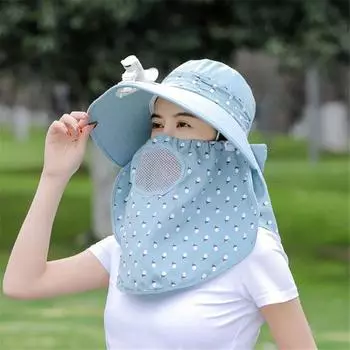 Хлопковая уличная солнцезащитная кепка с вентилятором для защиты шеи лица, велосипедная солнцезащитная шляпа на открытом воздухе 56-58cm темно-розовый